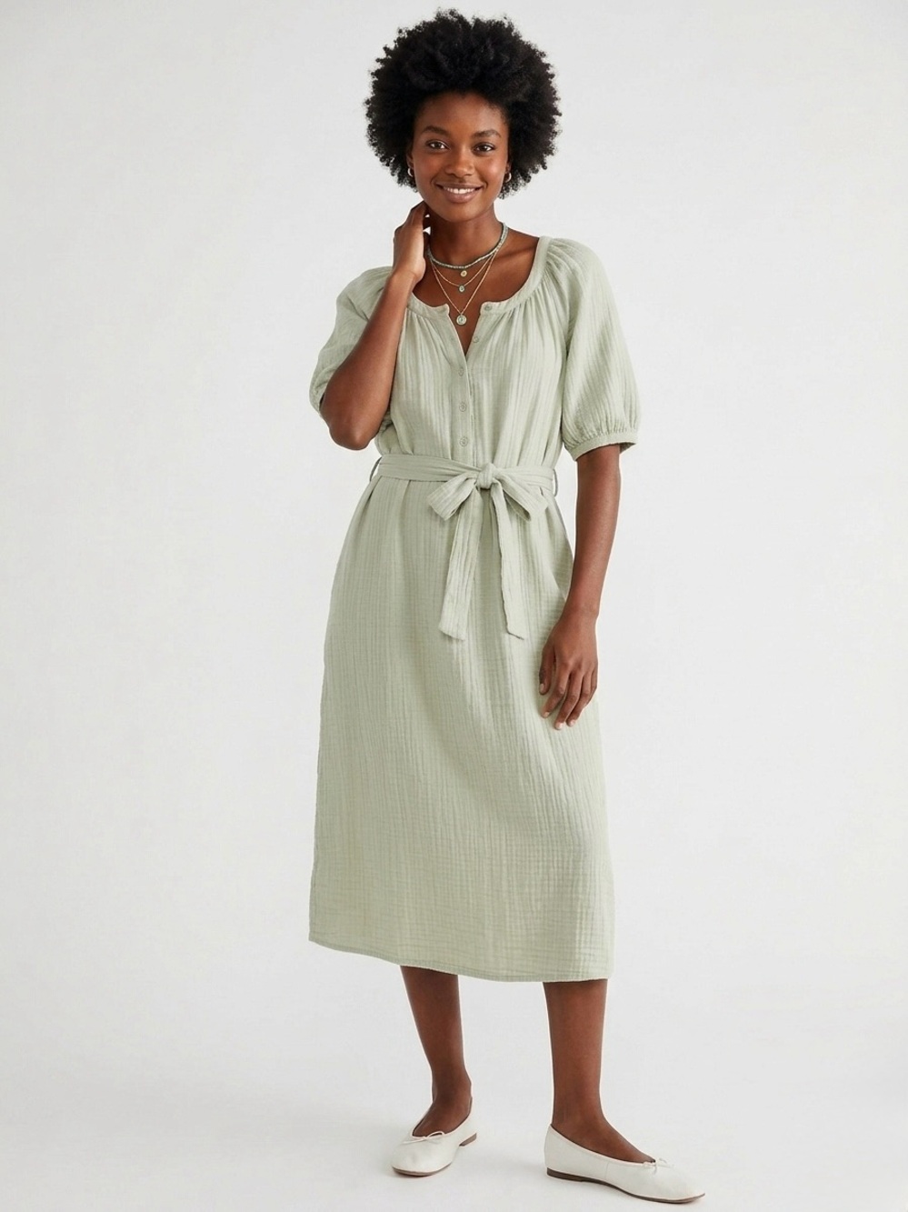 Sage Green Midi Dress Cottagecore
